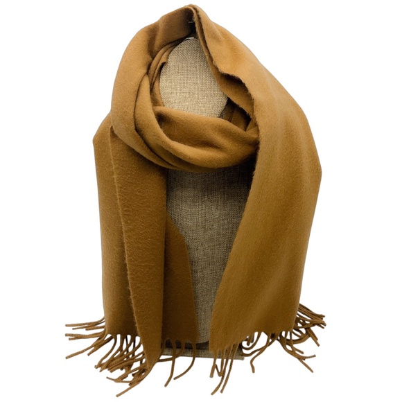 LORO PIANA CAMEL FRINGED CASHMERE SCARF - Picture 3 of 6